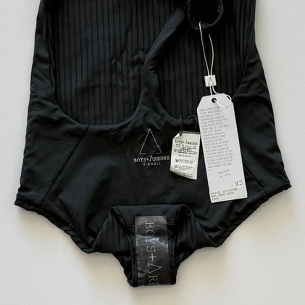 NWT Boys+Arrows Bad News Beck One Piece Swimsuit Iron Charcoal XS Plunge $220 - Picture 4 of 10